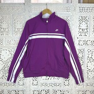 Nike Purple Track Windbreaker Jacket Sz Womens XL Athletic Full Zip Logo Y2K